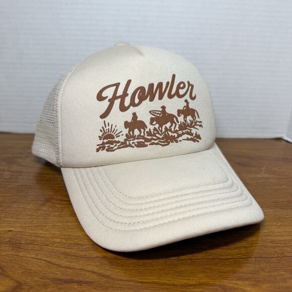 Howler Brothers Logo Patch Mesh Trucker Snapback Hat Cap White Adjustable - Picture 1 of 5
